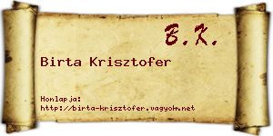 Birta Krisztofer névjegykártya